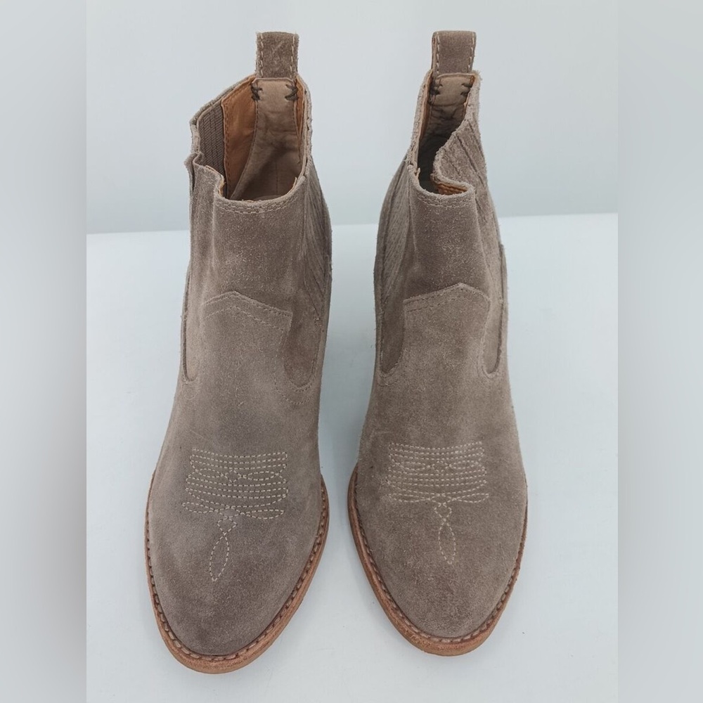 Dolce Vita Women Boot Brown Size 8 Bootie Pull Tabs Stacked Mid Ankle Pull On